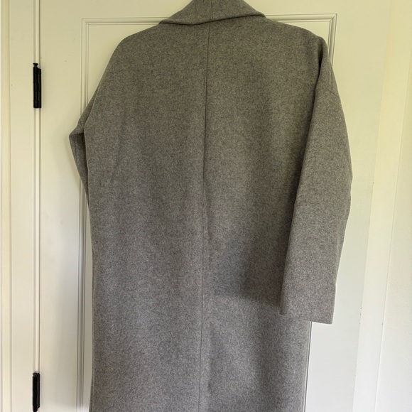 AllSaints Light Gray Women's Klein Cocoon Long Open Front Coat NWOT Size Small - Picture 4 of 5